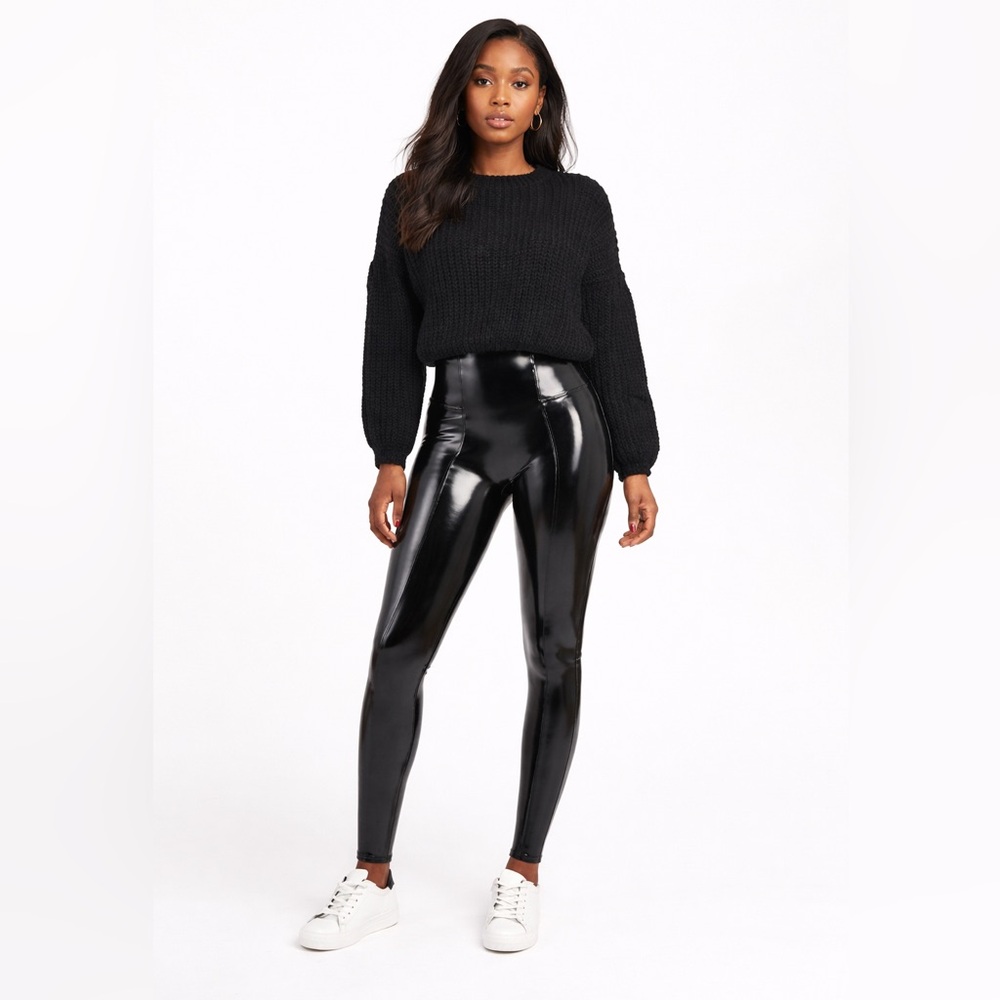 NWT Spanx Faux Patent Leather Leggings - Size L